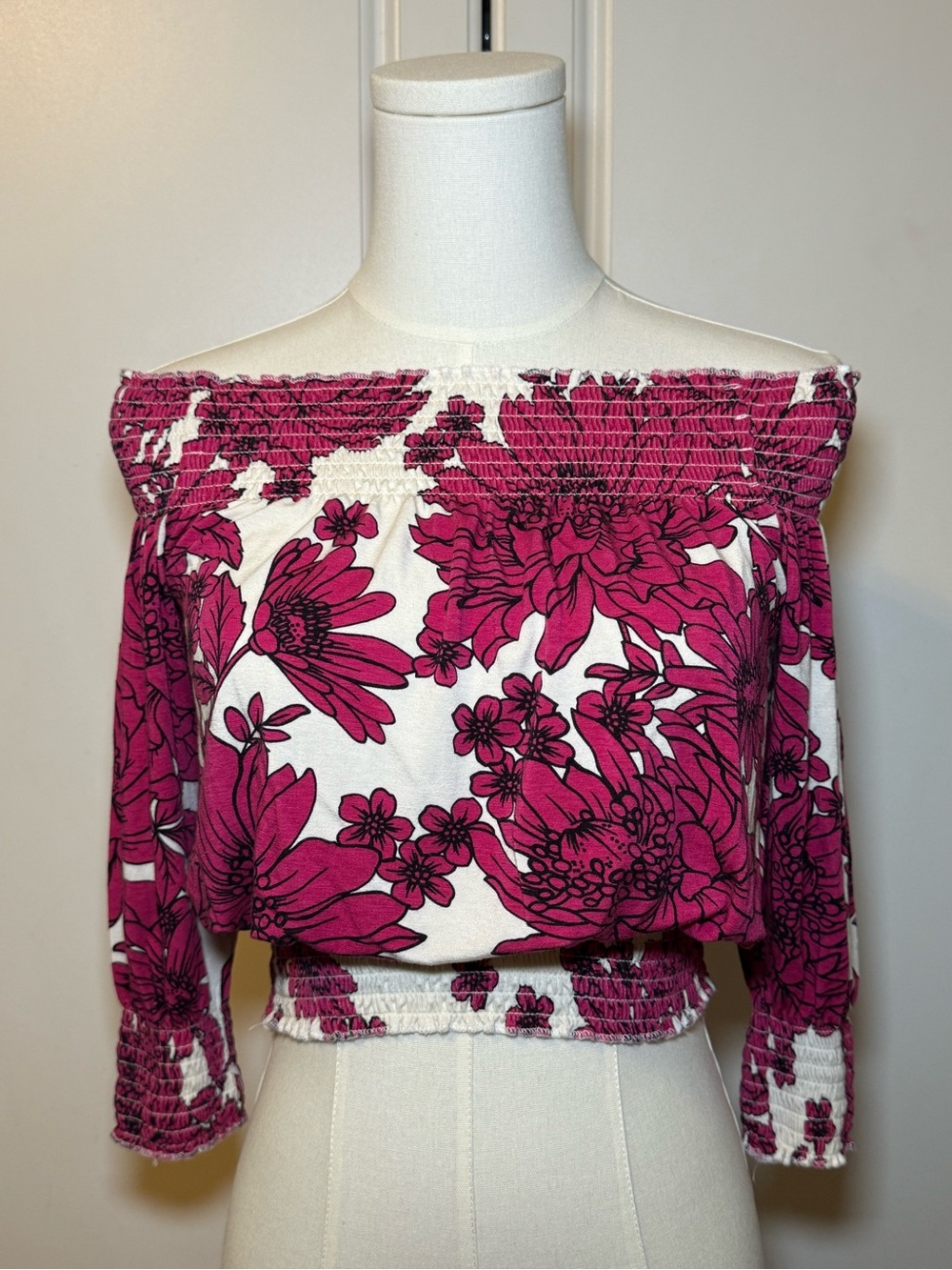 Vintage Moda International Victoria’s Secret Floral Off-Shoulder Smocked Top -S